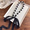 Ribbon Pearl Necklace Scarf Adjustable Polka Dots Scarf All-match Waist Chain  Summer Season