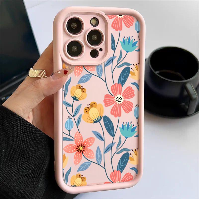 Colorful Flowers Silicone Case For iPhone 17 16e 15 16 Pro Max 14 13 12 11 Pro Max 17e Shockproof Bumper Soft TPU Phone Cover