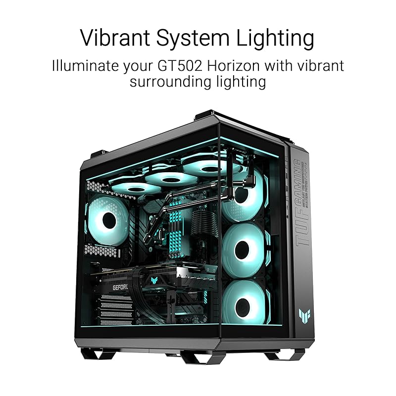 ASUS TUF Gaming ARGB Набор освещения для корпуса GT502 серии Horizon (черный) с 2x ARGB-рамками по внешнему краю, Яркой системной подсветкой, Легкая установка с