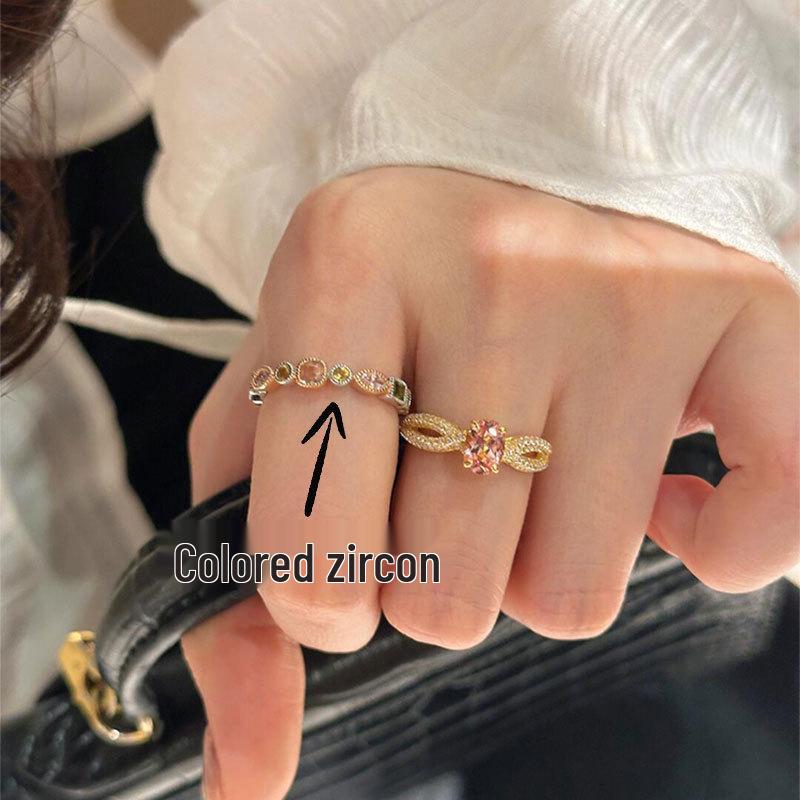 Женское кольцо на указательный палец класса люкс из стерлингового серебра 925 пробы с неправильной формы драгоценным камнем - Не тускнеющее, регулируемое, с легким нишевым дизайном.