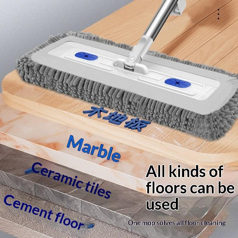 No Hand Washing 360° Rotating Lazy Coral Mop 42x12cm with 1 Pad for Home Hard Surface Floor Quick Cleaning