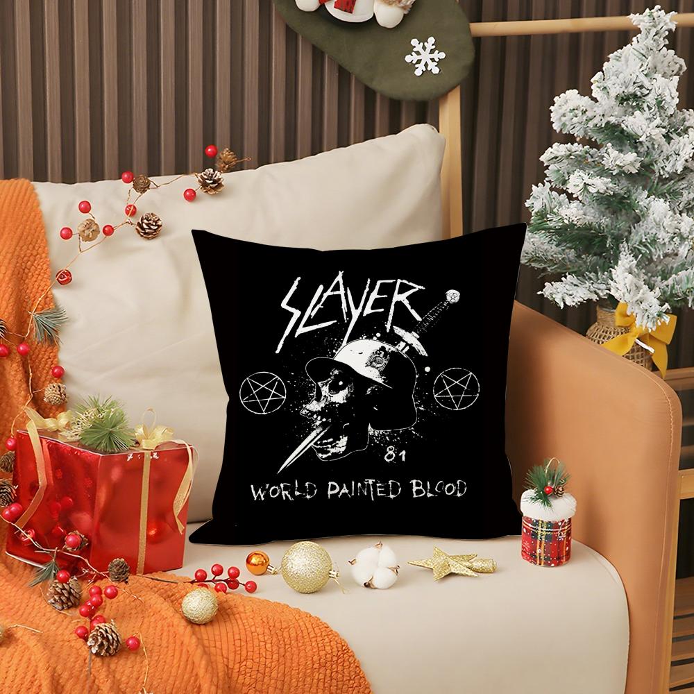 S-Slayer Хэви-метал Рок-группа Наволочка Защита от пылевых клещей Подушка Невидимая молния Шелковистый короткий плюш Чехол на подушку для дивана