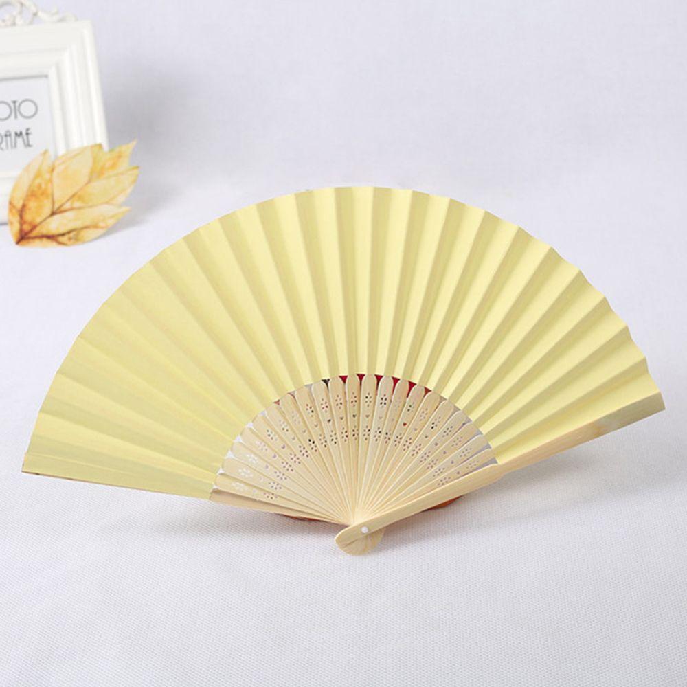 Wedding Chinese Style Party Solid Color Folding Paper Fan Photo Prop Tool Hand Held Fan Dance Fan