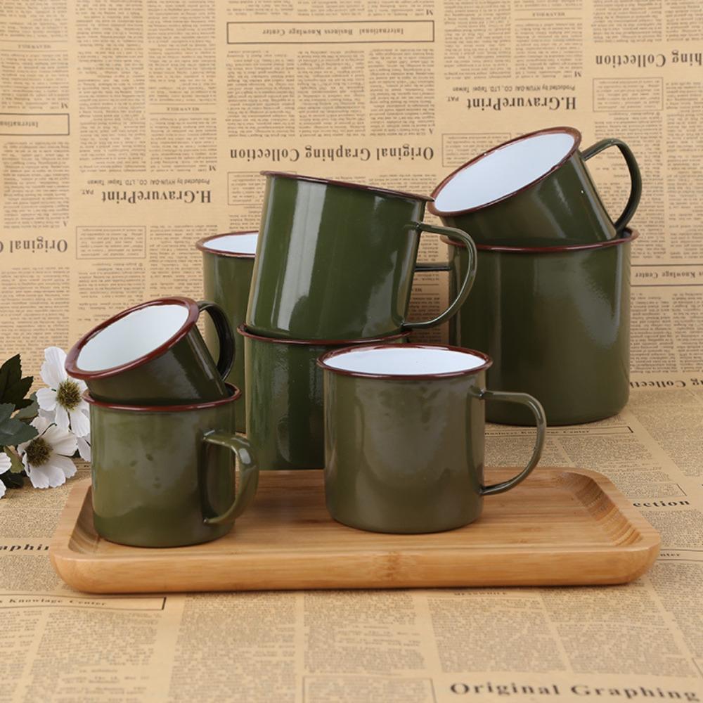 Thickened Nostalgic Enamel Cup Green Mug Durable Tea Jar Gift