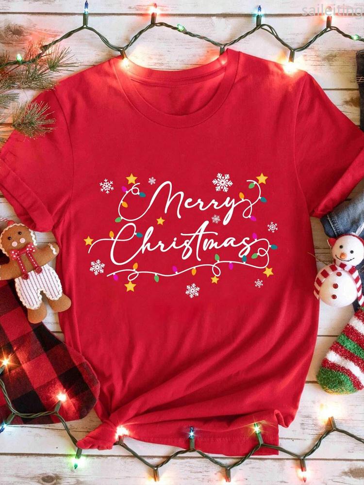 Casual Christmas Santa Claus TShirt for Harajuku Short Sleeve Casual Womens Tshirt Clothing Street Tops Tees Aesthetic Clothes