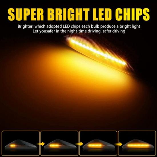 Dynamic Amber Fender Smoked LED Side Marker For X5 Lights BMW E70 2006-2010