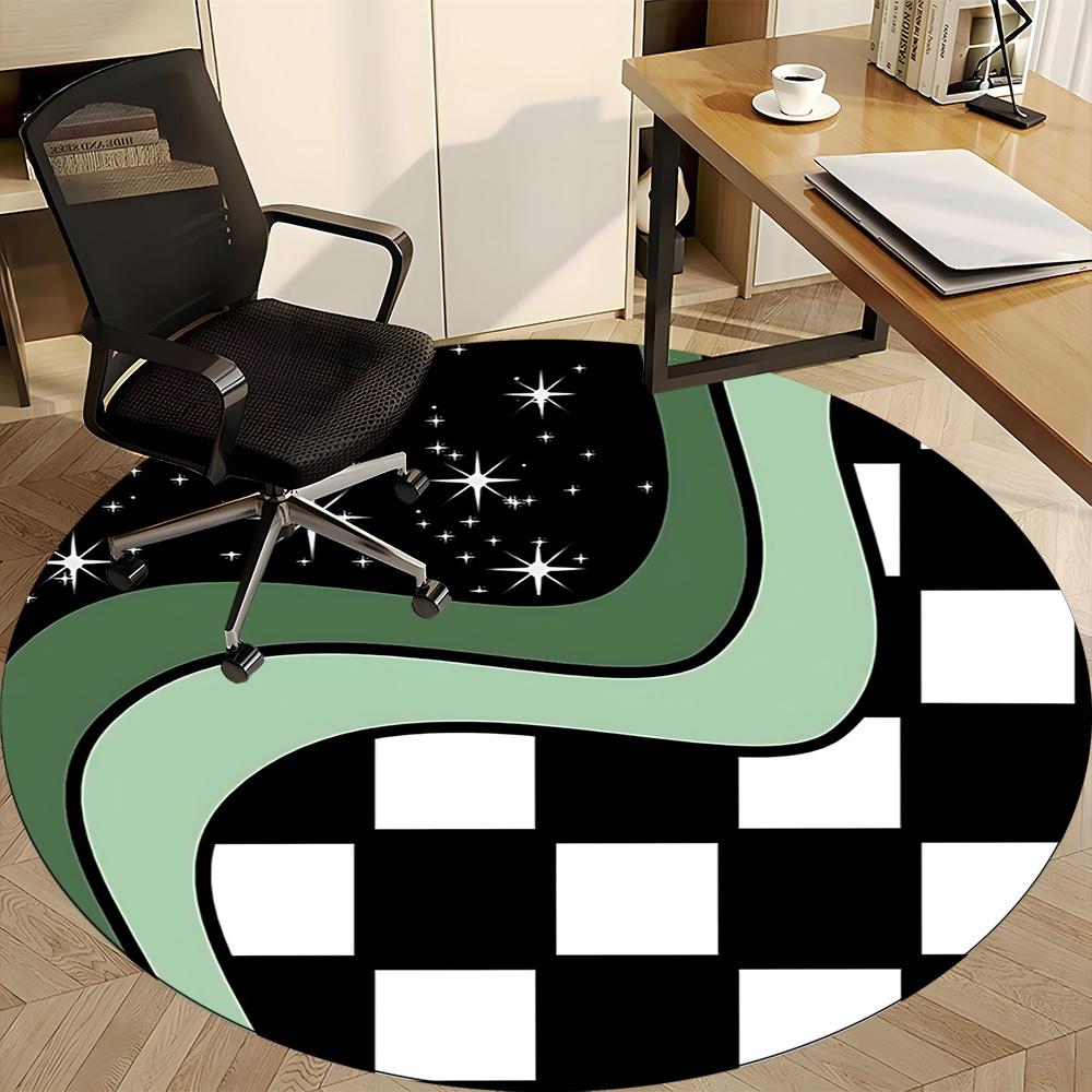 1pc Galaxy Waves Office Round Area Rug, Mat Suitable For Office, Under Office Chairs Bedroom Living Room Home Decor, Room Deco