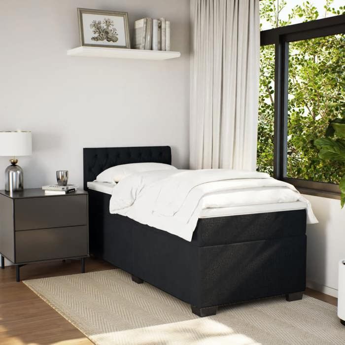 Maison Exclusive - Sommier à lattes de lit et matelas Noir 80x200 cm Velours