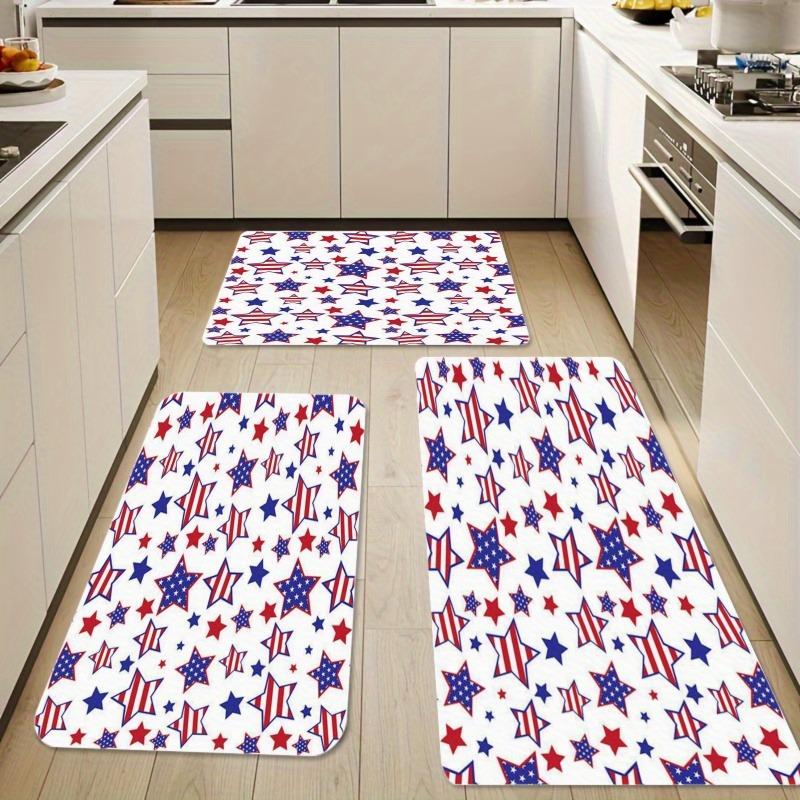 1PC Stars$Stripes Pattern Kitchen Rug Non-Slip Door Mat Pop design Bathroom Rug Bath Mat Carpet for Home Sink Laundry ecoreeree