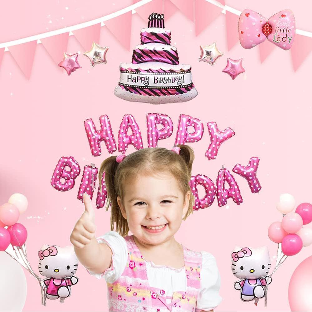 Воздушные шары для вечеринки Hello Kitty Включают баннер «С Днем Рождения» и воздушный шар