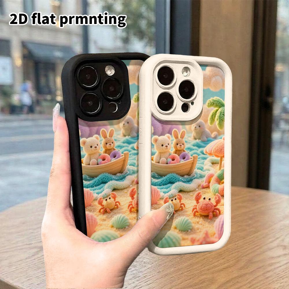 Phone Case: 2D flat, suitable for iPhone 18 17 16 15 14 13 12Pro protective case, seaside boat adventure, perfect Christmas and Halloween holiday gift