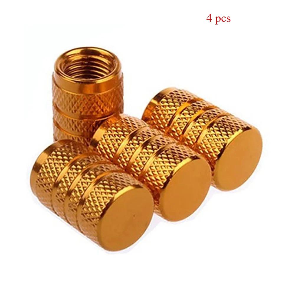 4pcs Knurling Style Tire Valve Caps Aluminum Silver Car Bike Wheel Stem Air Valve Caps Tire Pressure Cap Accessory
