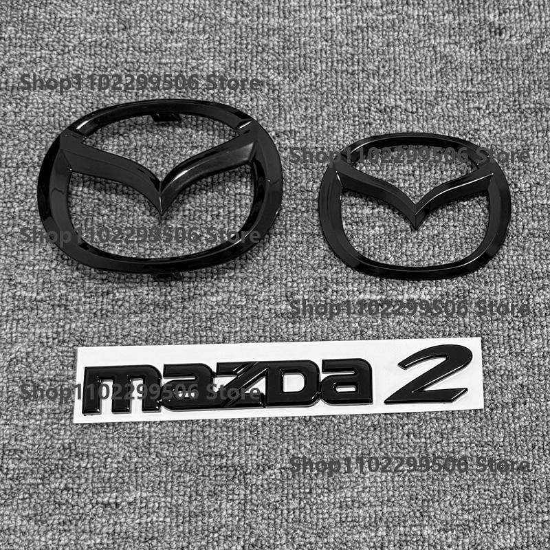 Plastic Car Front Trunk Emblem for Mazda 2 Mazda2 glossy black Badge 3D Body Replaced Sticker Rear Tail Refitting Decoration GF3