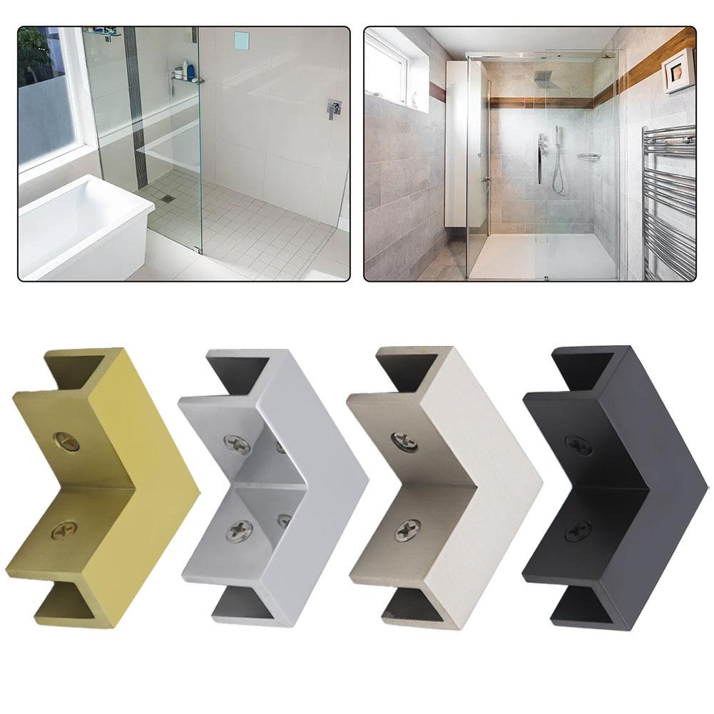 1pcs Bathroom Door Brass Clamp Fixed Panel Square 90degree Angle Glass Clamp For 8-12 Mm Tempered Glass Hardware Accessories