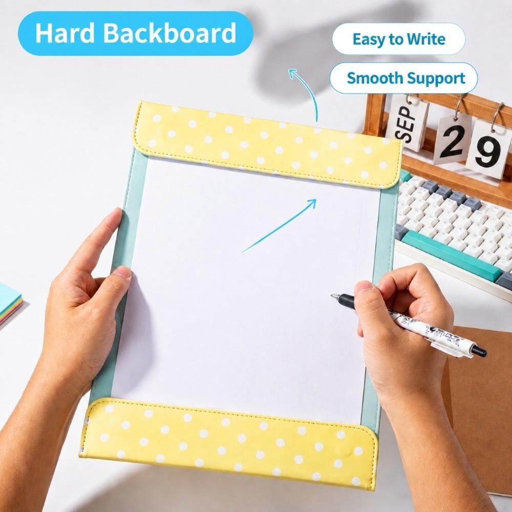 Polka Dot Pattern Clipboard PU Leather Document Holder Paper Clipboard  School Office Supplies
