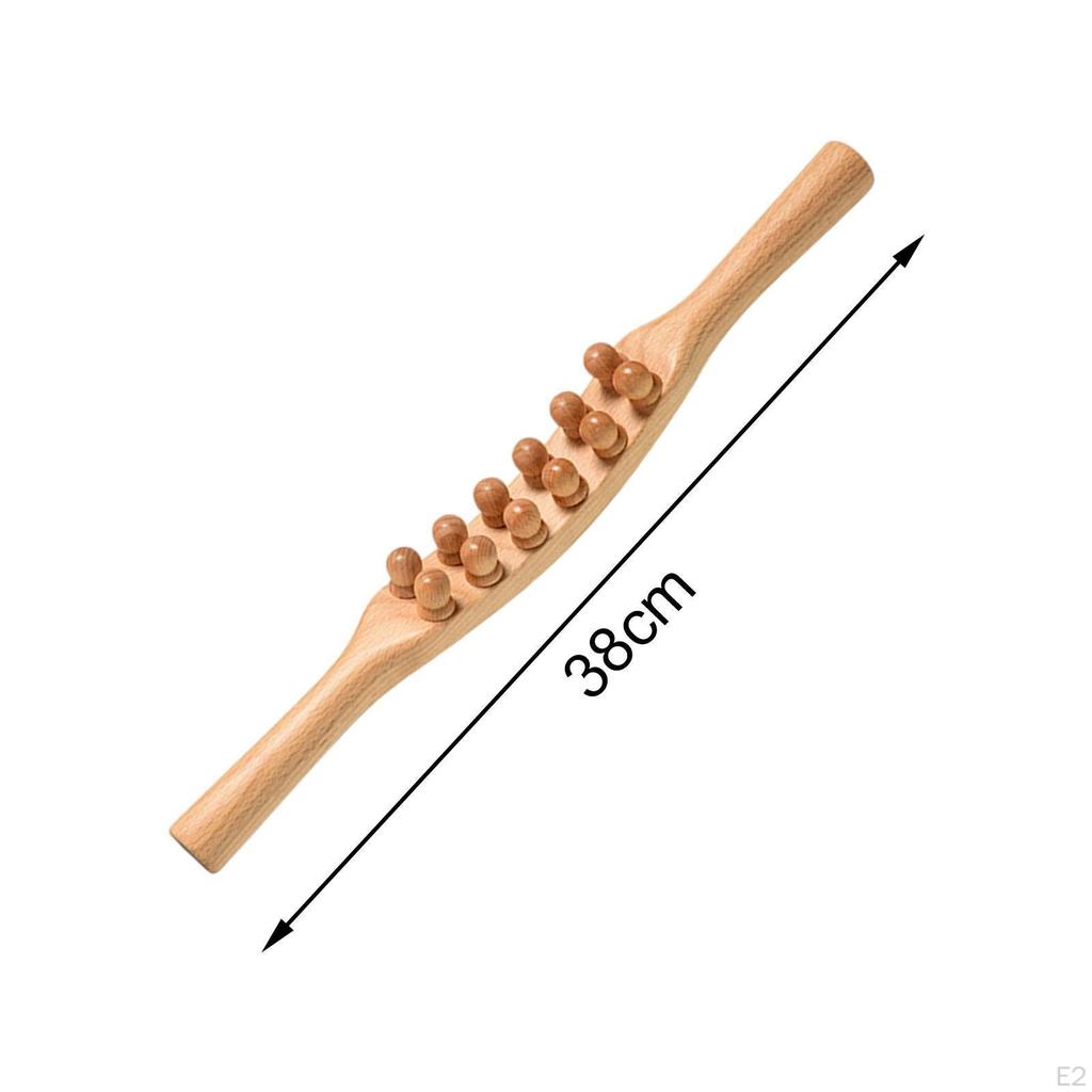 Wooden Massager Stick Body Massager,Professional,38cm,Manual,12 Beads Guasha for Shoulder Neck