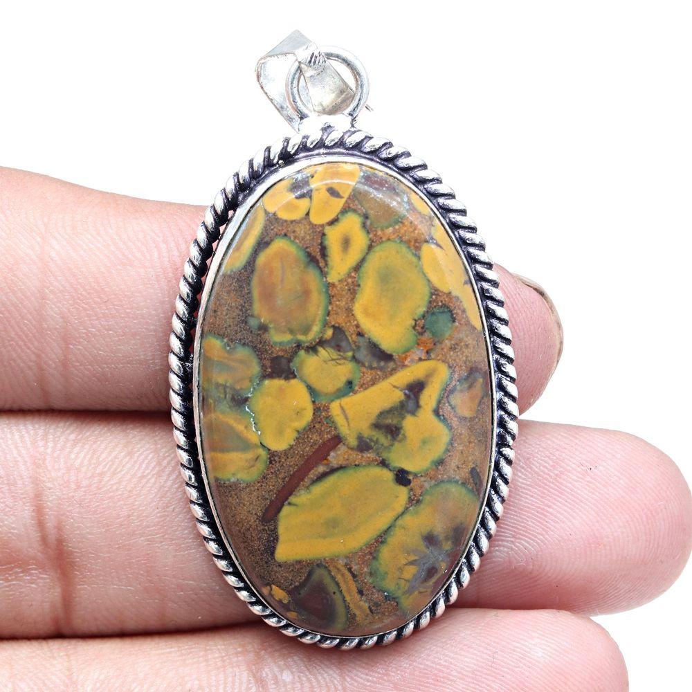 Pendant Azuboo Lite Gemstone Handmade Gift For Her Silver Jewelry 2.25"