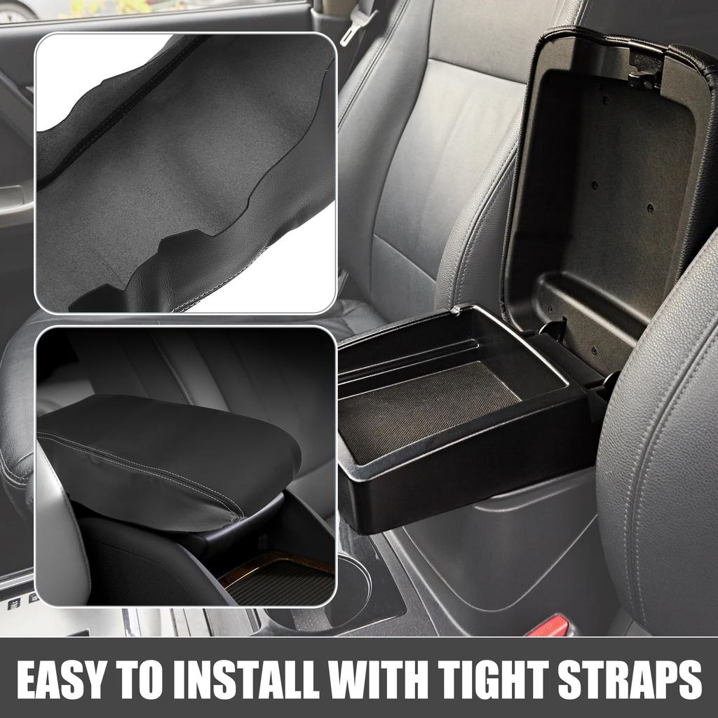 ABSOPRO Car Center Console Pad, Waterproof Armrest Seat Box Cover Protector for Dodge Charger 2008-2010, Black with White Stitching