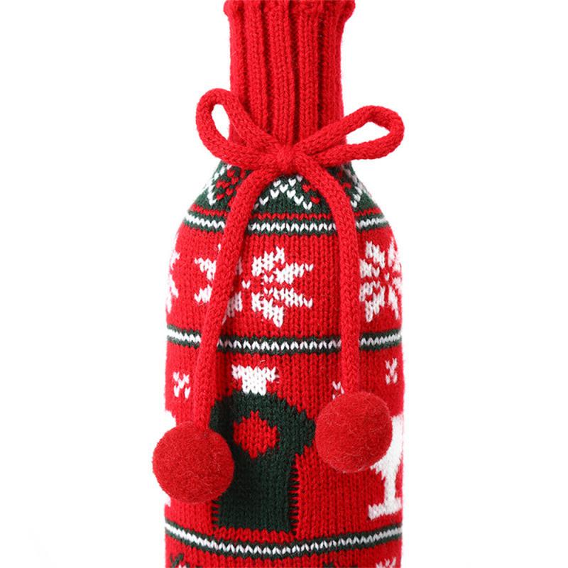 Рождественский новый меховой шар набор для красного вина шерстяное вязаное украшение набор для красного вина ресторан домашнее украшение для шампанского 2024