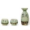 Ohori Soma Ware Matsunaga Kiln Sake Bottle and Two Sake Complete Sake Set Double-Layered (1 Go) Double-Layered Cups,