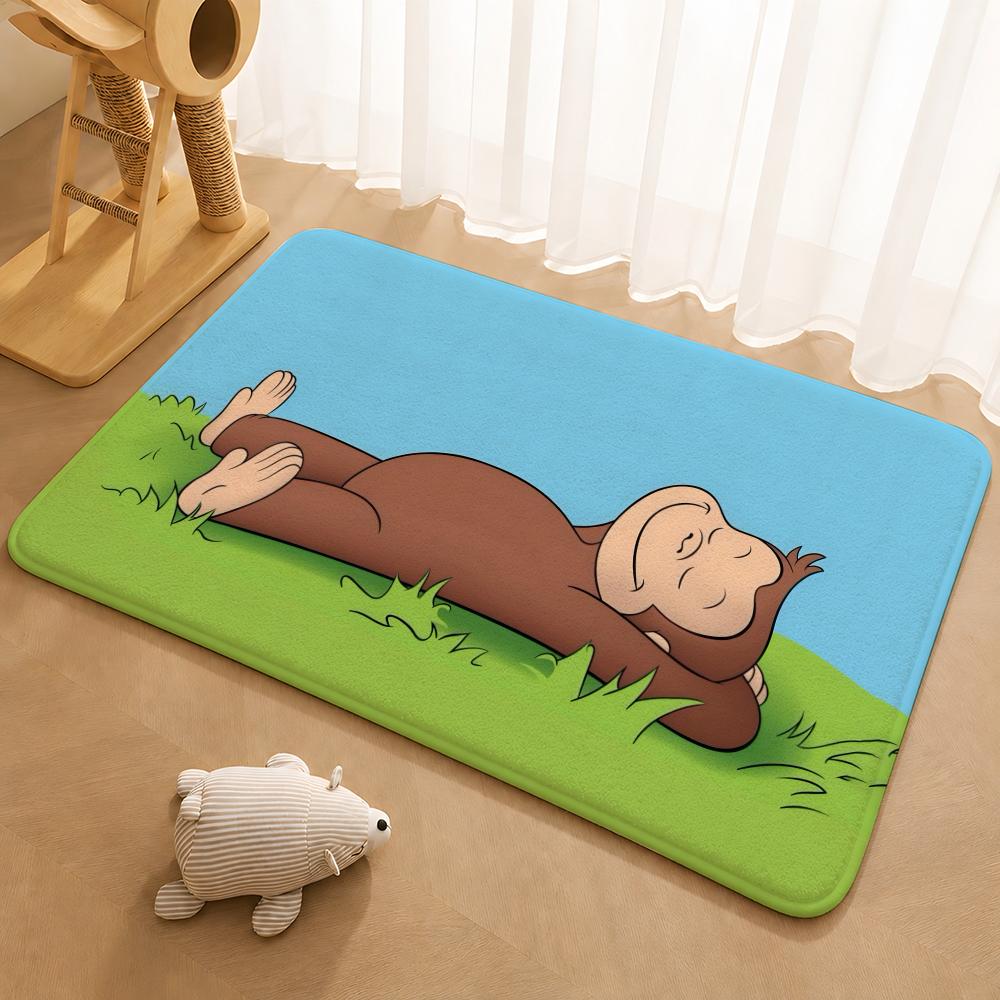 Curious George Floor Mat Floor Mat Soft Flannel Non-Slip Door Rug for Living Room