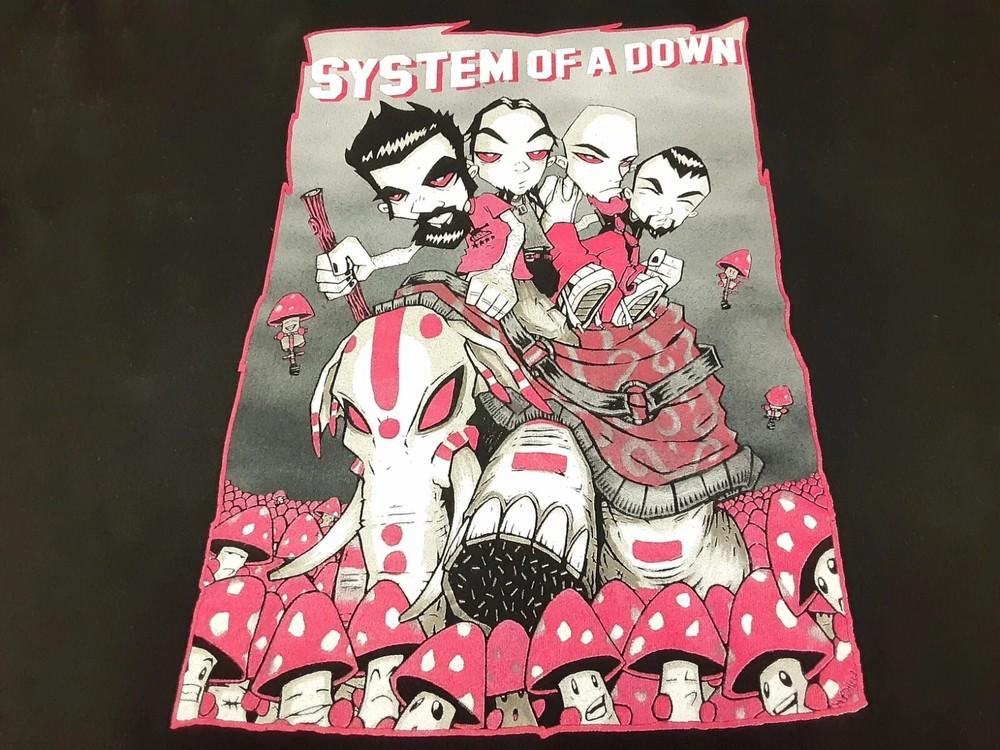 Винтажная Футболка System of a Down Грибные Люди Y2K Nu Metal Рок S-4XL Унисекс