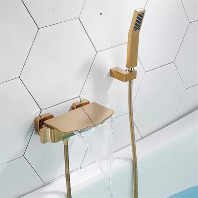 Tuqiu Серый смеситель для ванны и душа, настенный, латунный, золотой, водопад, смеситель для ванны и душа, черные, латунные, смесители для ванной