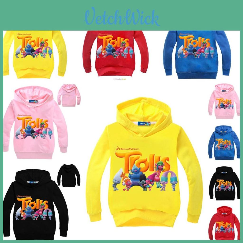 Толстовка с капюшоном Poppy Bobble из мультфильма Dreamworks Trolls для детей Мягкая и стильная хлопковая одежда