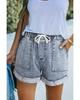 High Waist Denim Shorts with Drawstring