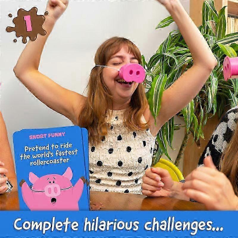 Snort Funny: The Oinkcredible You Laugh You Lose Party Game | 150 Challenge Cards, 5 Pig Snouts & Mud Tokens | Friend & Family Funny Games for 4-8 Pla