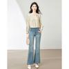 Spring new style small shirt with bubble sleeves and three-dimensional flower top, women's loose lace up shirt