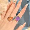 Легкая роскошь кольцо Papalacha огранки «Ледяной цветок» инкрустированное фиолетовым литием и высокоуглеродистым бриллиантом, открытое, милое, модное, ретро, темпераментное, женское