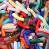 30pcs/lot Acrylic Curved Tube Beads Dual Color Thin Bamboo Shape Loose Spacer Bead For DIY Bracelet Necklace Jewelry Accessories