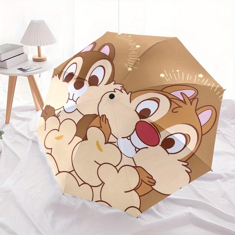 Disney Chips,Dale,Disney Manual Opening and Closing Umbrella - 8-Rib Reinforced Folding Design, Lightweight and Portable, Suitable for Daily