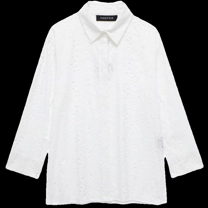 Fashion Style 2024 Spring New Arrival Women's Stylish Easiest for Match Slim Looking Cut Out Embroider Shirt 4877071 250