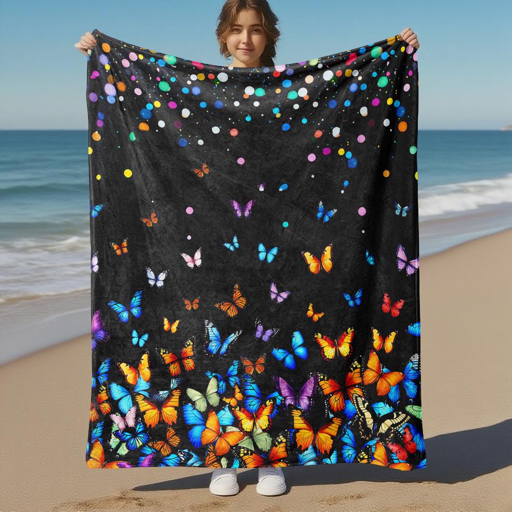 Butterfly Party Outdoor Flannel Blankets, Outdoor travel, Home Blankets, Fan Gifts,Suitable for All Seasons, Christmas Gifts. R1127078
