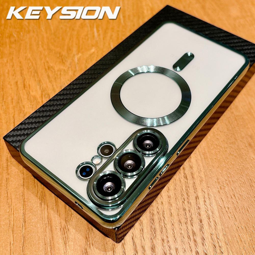 KEYSION Прозрачный чехол с магнитной окантовкой для MagSafe для Samsung Galaxy S26 Ultra 5G S26+ Ударопрочный защитный чехол для телефона с защитой объектива