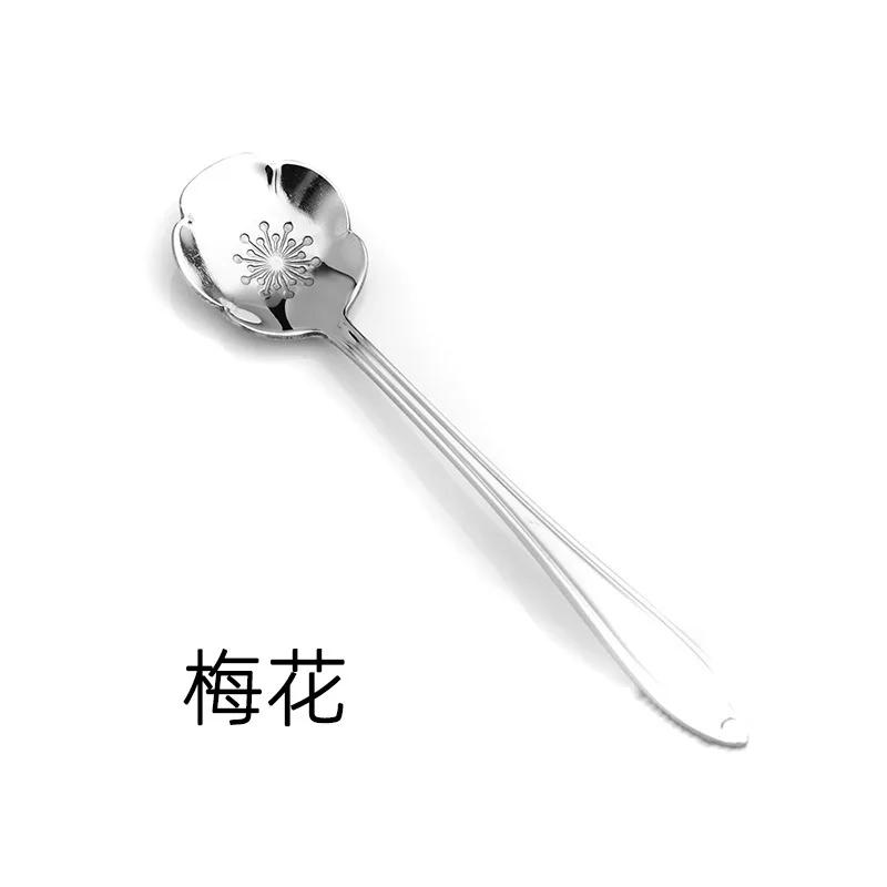 Цветочный набор ложек Маленькая чайная ложка Кофейная ложка Милая десертная ложка для мороженого Серебряная золотая ложка из нержавеющей стали для кофе и чая