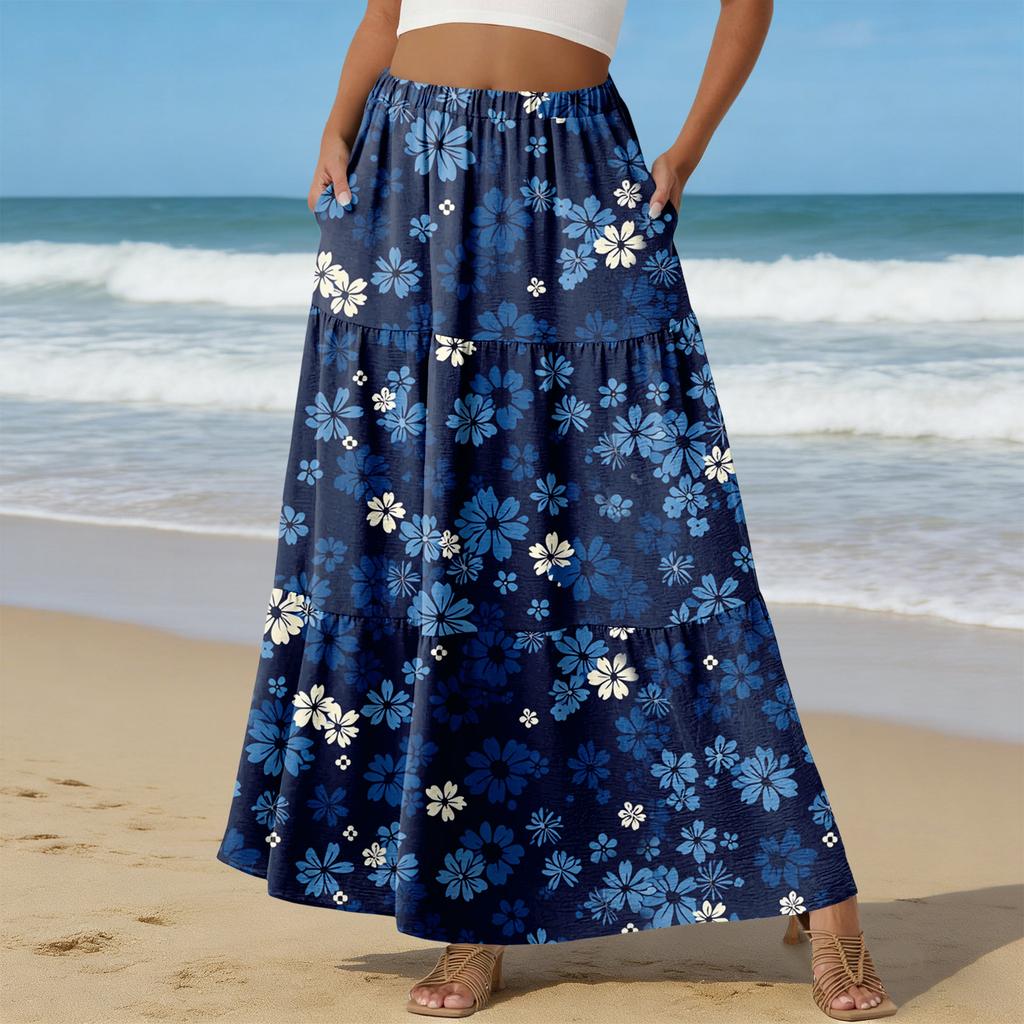 Женская Повседневная Юбка А-силуэта с Высокой Талией и Шнурком Цветная Юбка С Карманами