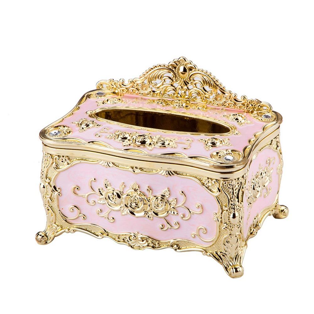 Прямоугольная коробка для салфеток в европейском стиле с тисненым узором в виде розы, диспенсер для салфеток для гостиной