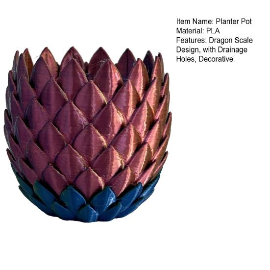 Dragon Scale Planter Pot with Drip Tray Indoor Outdoor Succulents Herb Plants Flower Pot Container with Drainage Holes Home Balcony Garden Decoration