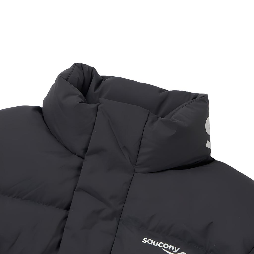 SAUCONY Узор с буквами и воротником-стойкой, теплая модная универсальная куртка-пуховик унисекс, верхняя одежда, черный цвет SC3240215AL-BK01