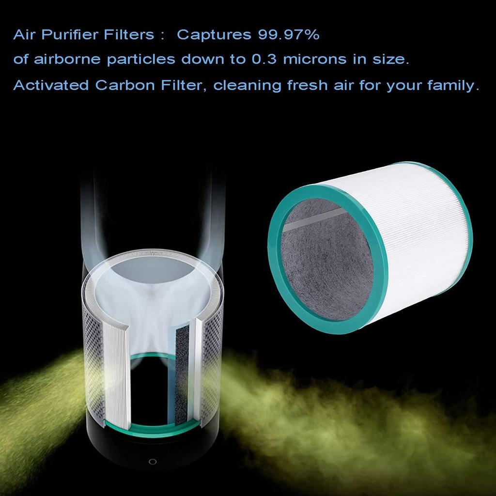 Replacement TP02 Air Purifier Filters Compatible with All Dyson Pure Cool Link Models TP01, TP02, TP03, BP01, AM11 Tower Purifier Part (2 Pack)