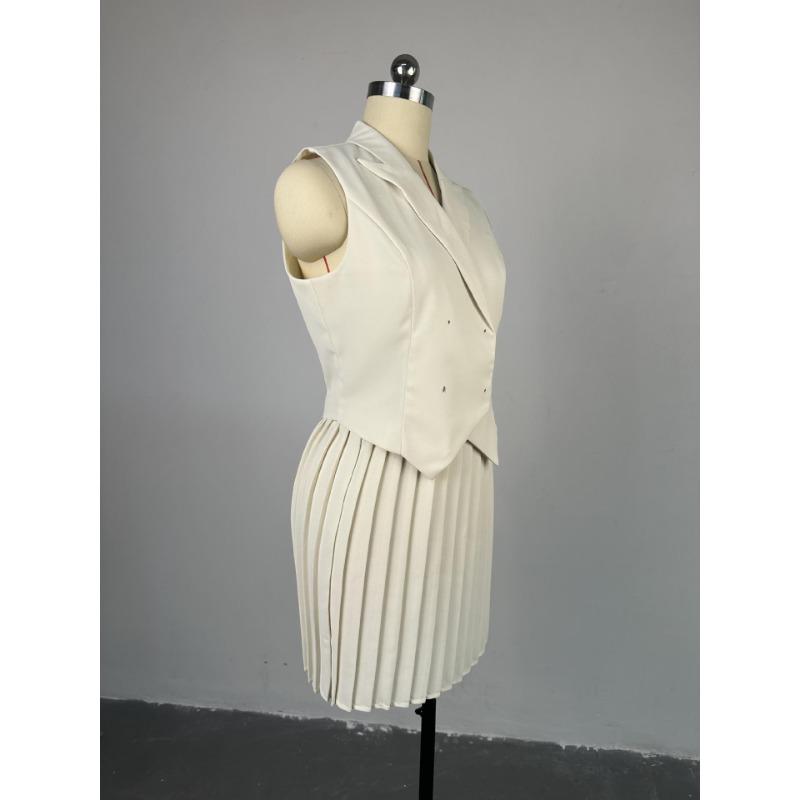 Женская летняя повседневная юбка с лацканами нестандартной формы, плиссированная юбка до середины тела