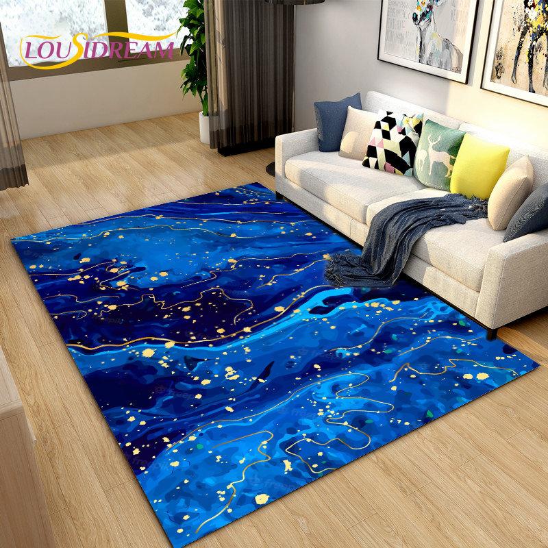 Скандинавский черный цвет, золотой мраморный коврик, большой, ковер для гостиной, спальни, дивана, коврик для украшения, детский нескользящий напольный коврик