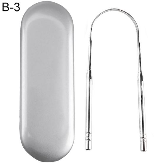 Stainless Steel Tongue Scraper Cleaner Fresh Breath Keeper Oral Hygiene with Box