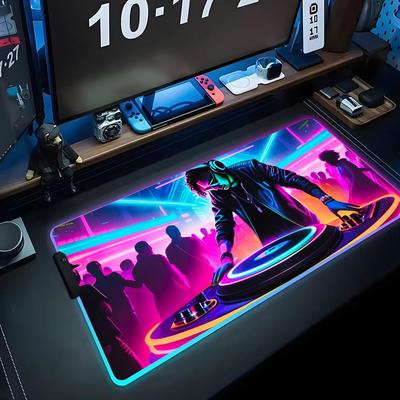 Коврик для мыши DJ RGB Игровой коврик для мыши Большой светодиодный коврик Настольный коврик для ПК Светящийся коврик для мыши Большие коврики для клавиатуры Настольный ковер с подсветкой