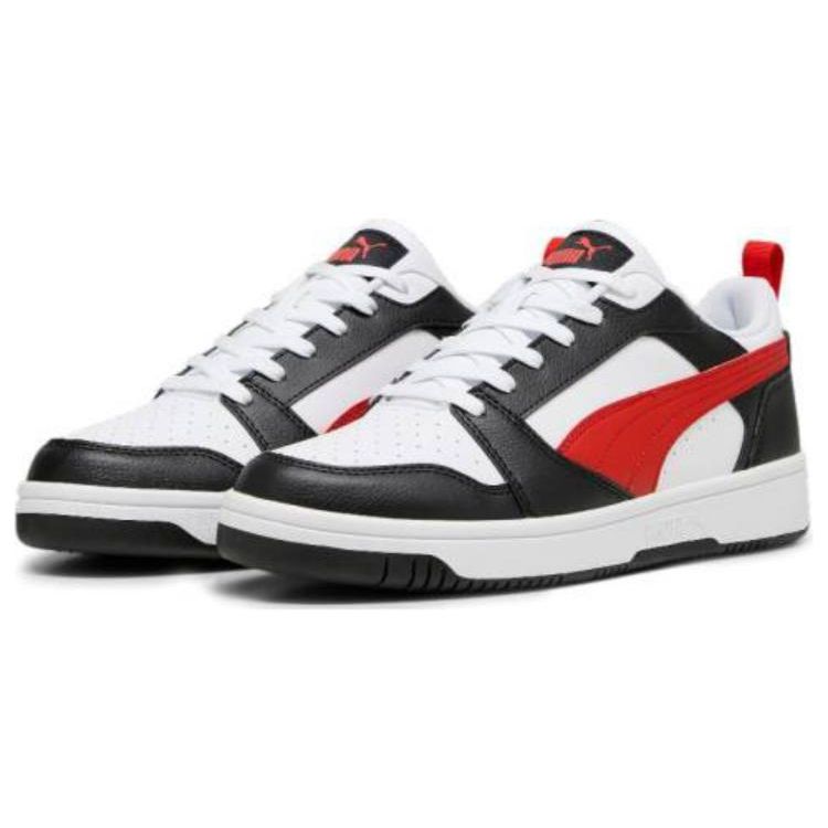 Puma Rebound V6 Low White Black Red Unisex Sneakers For-All-Time-Red 392328-04