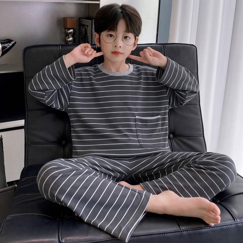 Boys Cotton Pajama Set Long Sleeve Cartoon Print Loose Comfortable Sleepwear Kids Ages 8 Fall