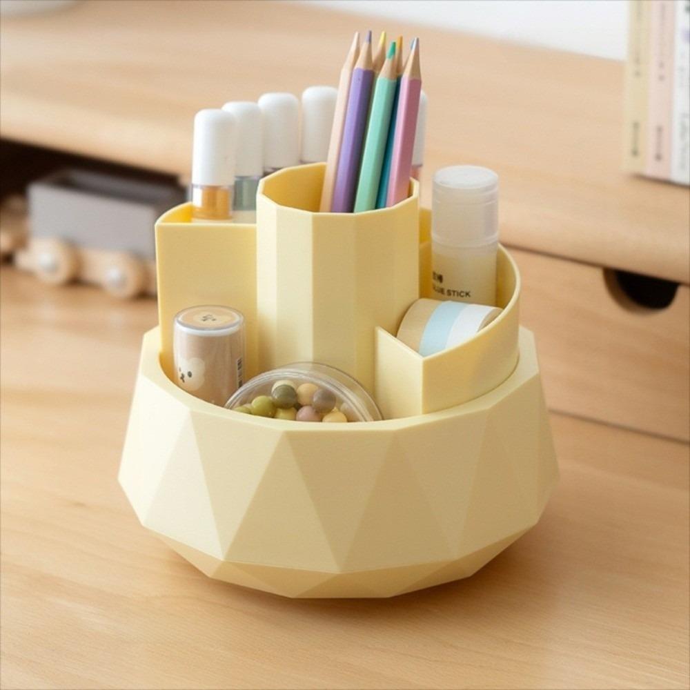 4-Grid 360° Rotating Pen Holder Large Capacity Makeup Brush Organizer Pencil Storage Box Home